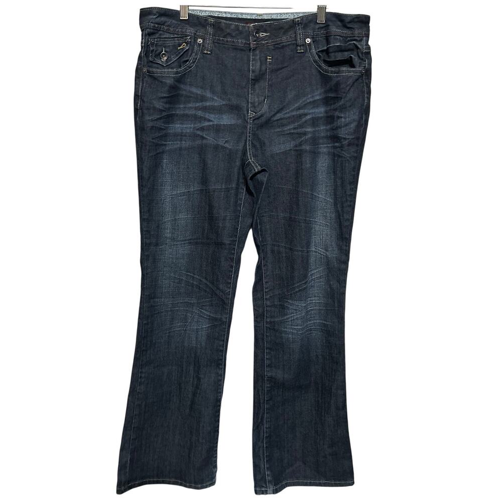 ZD Women's High Rise Flare‎ Medium Dark Wash Jeans Size 18